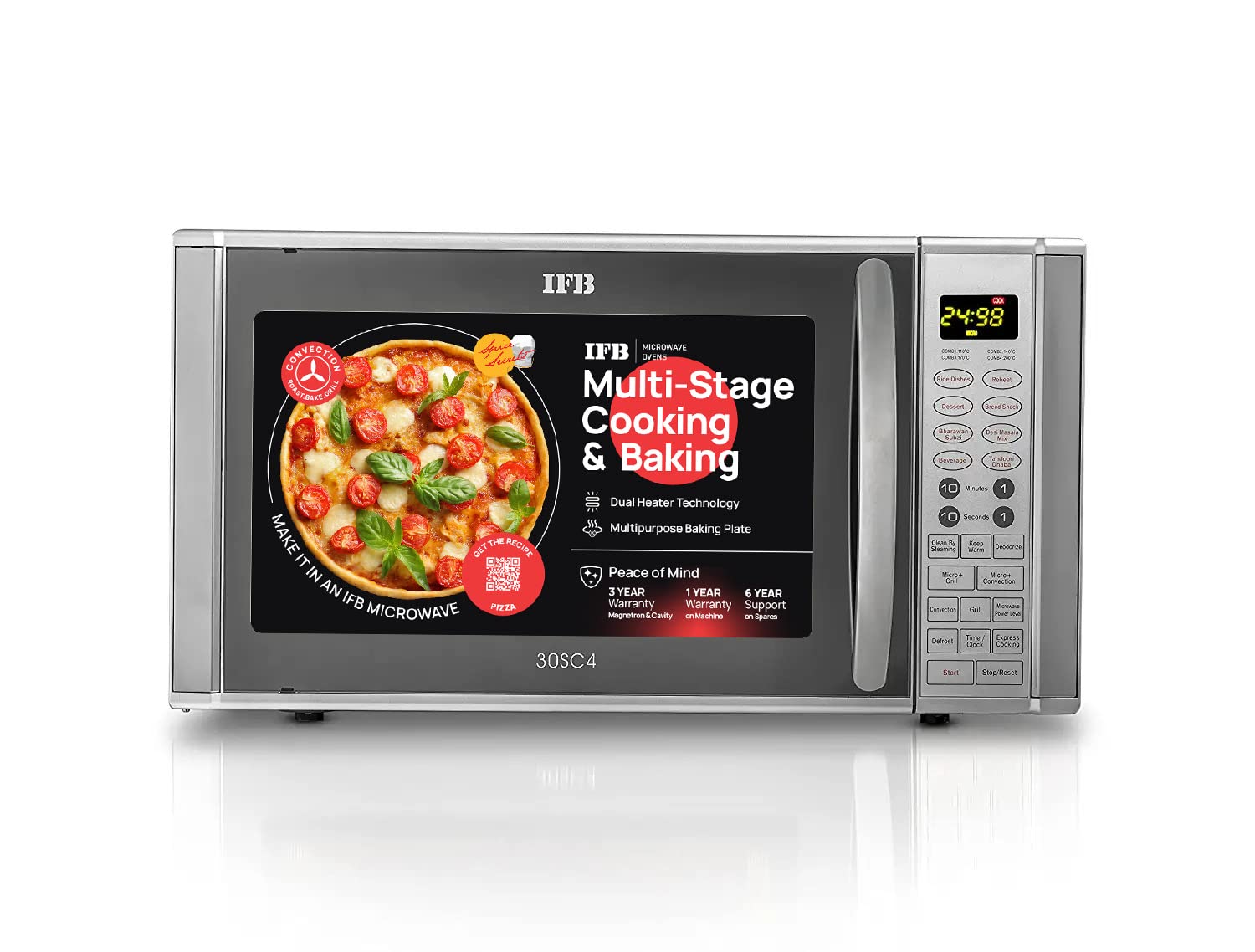 IFB 30 L Convection Microwave Oven (30SC4, Metallic Silver, with Starter Kit) IFB 30 L Convection Microwave Oven (30SC4, Metallic Silver, with Starter Kit)